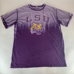 LSU Tigers NCAA Purple Distressed New Agenda Short Sleeve Shirt Mens 2XL